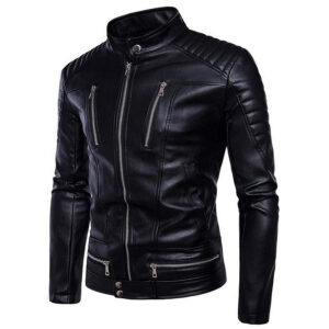 Black Men’s Classic Cowhide Leather Jacket