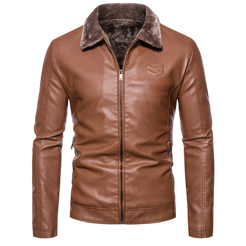 Men’s Leather Jacket with Fur Collar