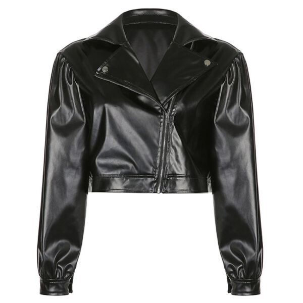 Outdoor Casual Black Motorcycle Women Leather Jacket